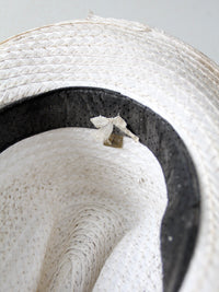 vintage white straw cowboy hat