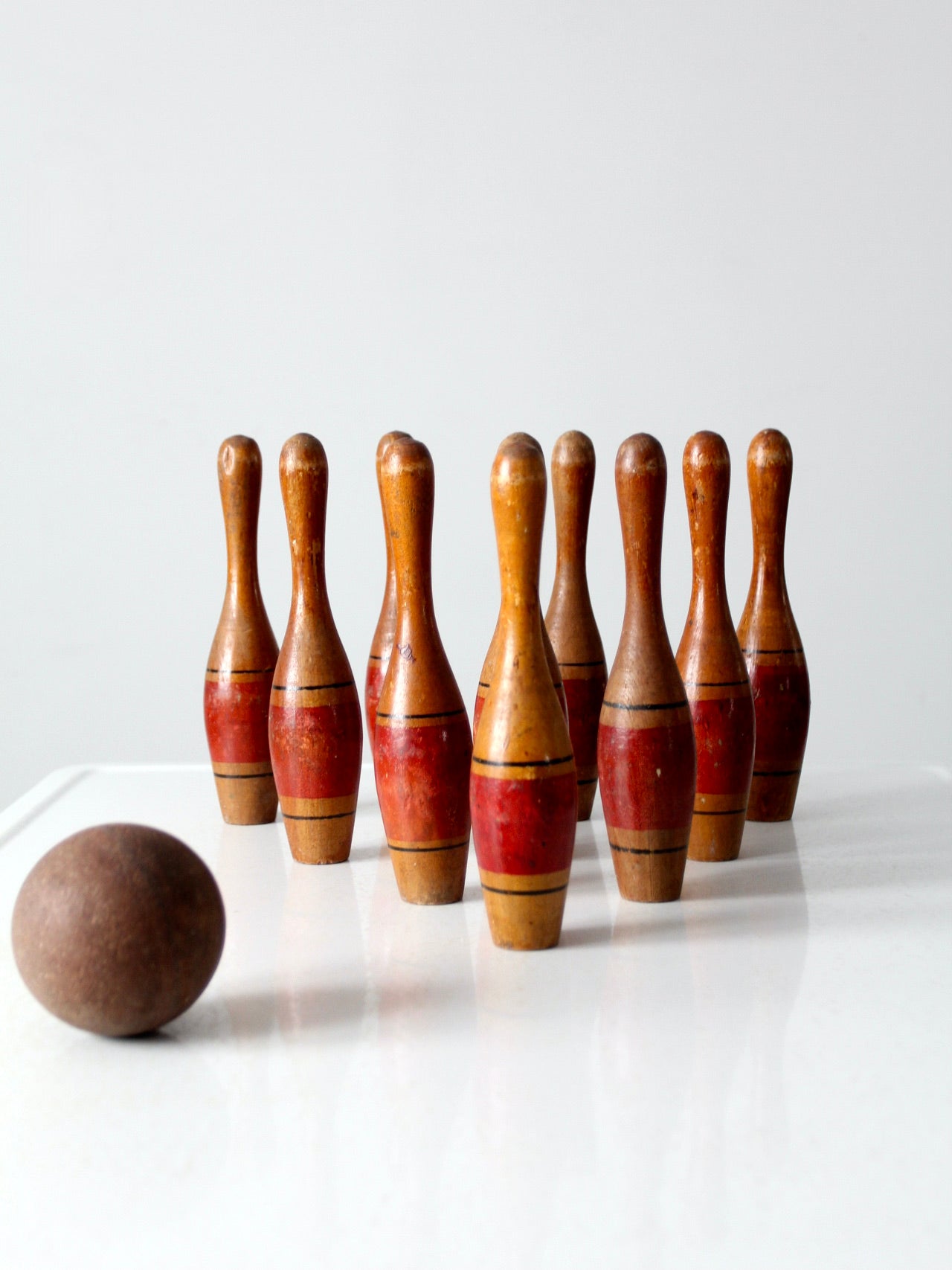 antique wooden skittles set