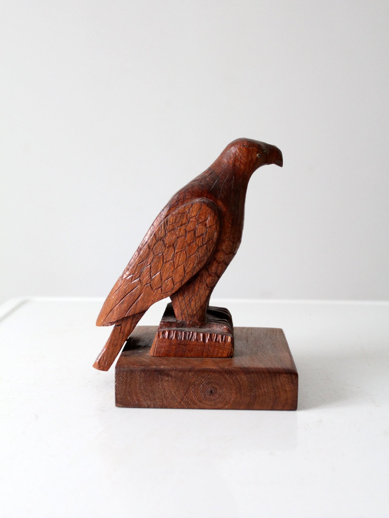 vintage hand carved wood eagle statue