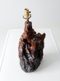 mid-century burl wood lamp