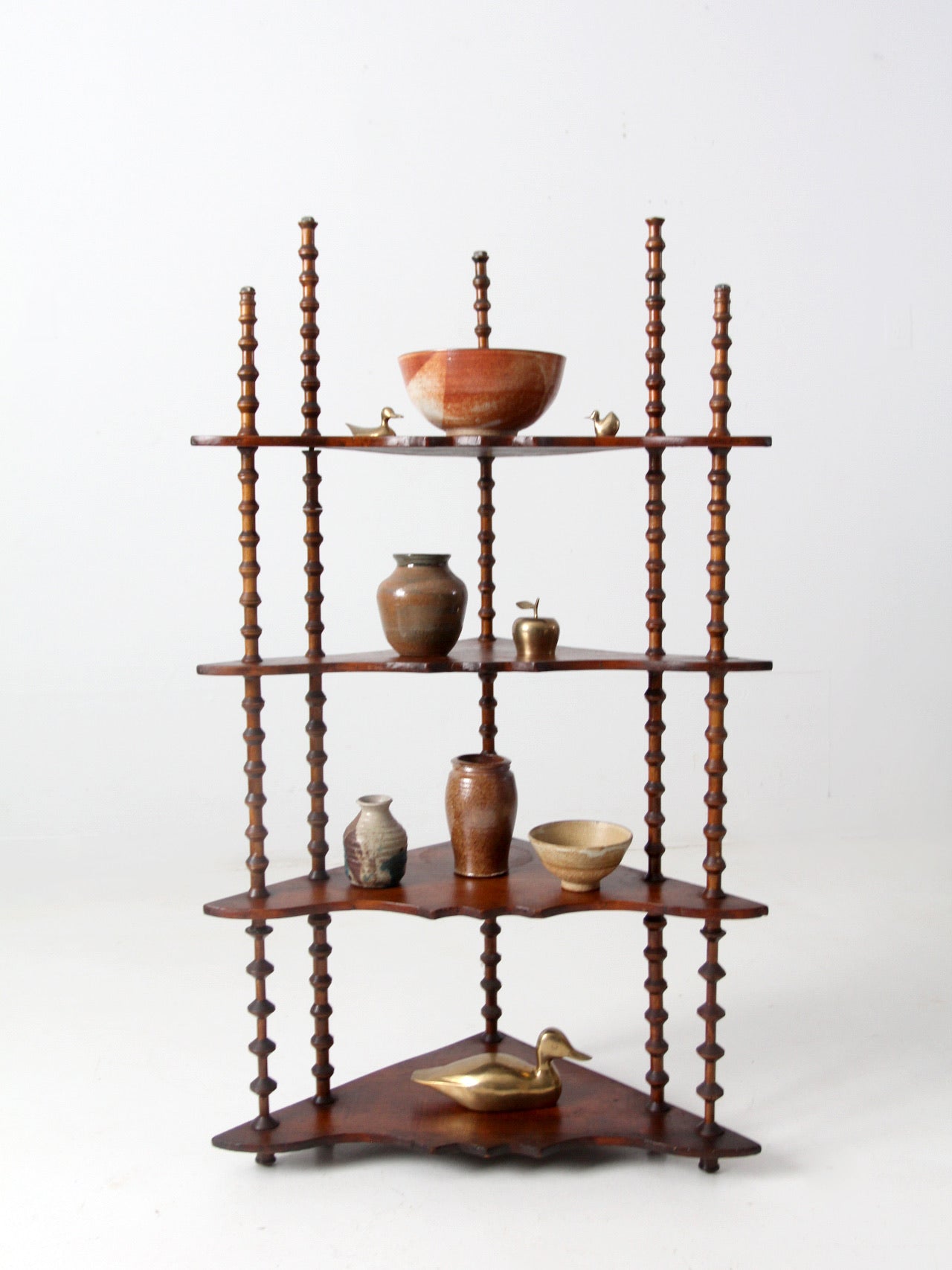 antique folk art spool shelf