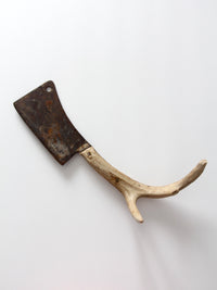 vintage cleaver with antler handle