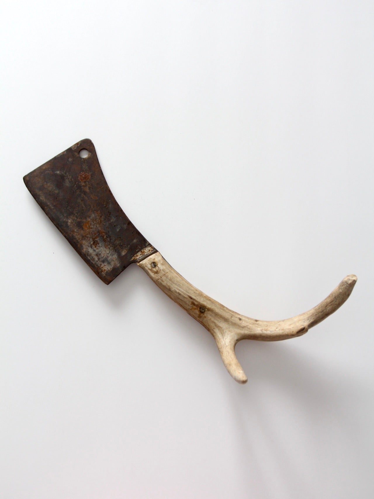 vintage cleaver with antler handle