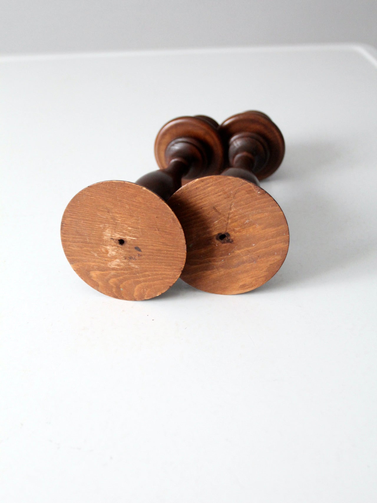 vintage wooden candlestick holders