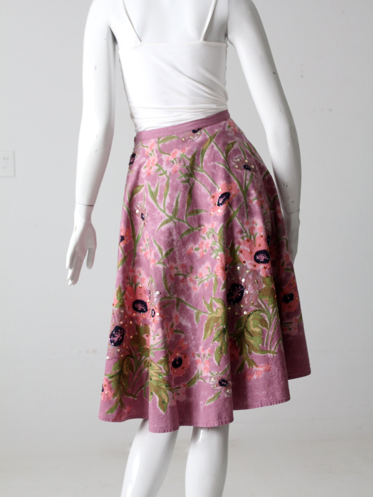 vintage floral print sequin skirt