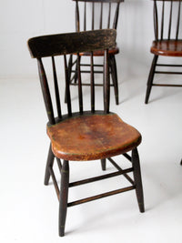 antique plank seat chairs,  set of 7
