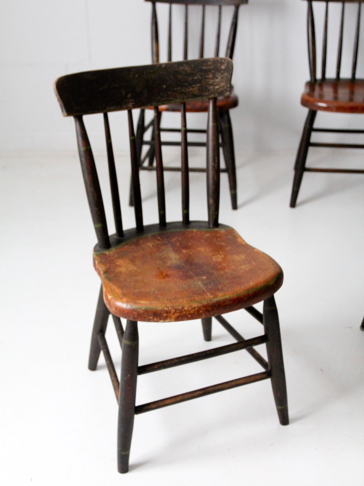 antique plank seat chairs,  set of 7