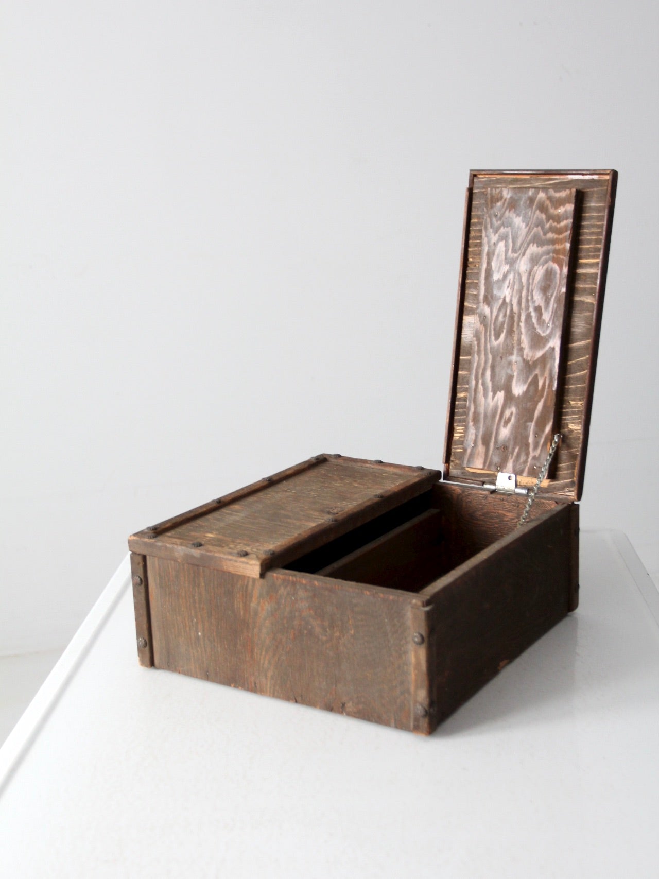 vintage wooden double lid box