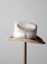 vintage white straw cowboy hat
