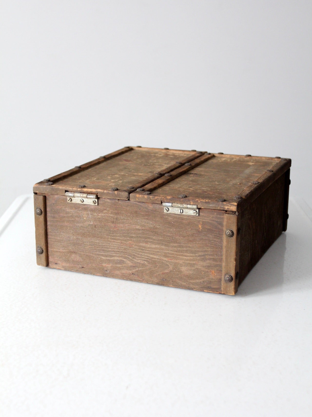 vintage wooden double lid box