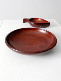 mid-century tropical wooden bowl pair