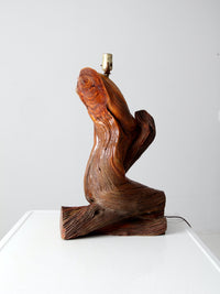 mid-century sculptural wood table lamp