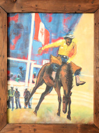 vintage oil painting of rodeo scene
