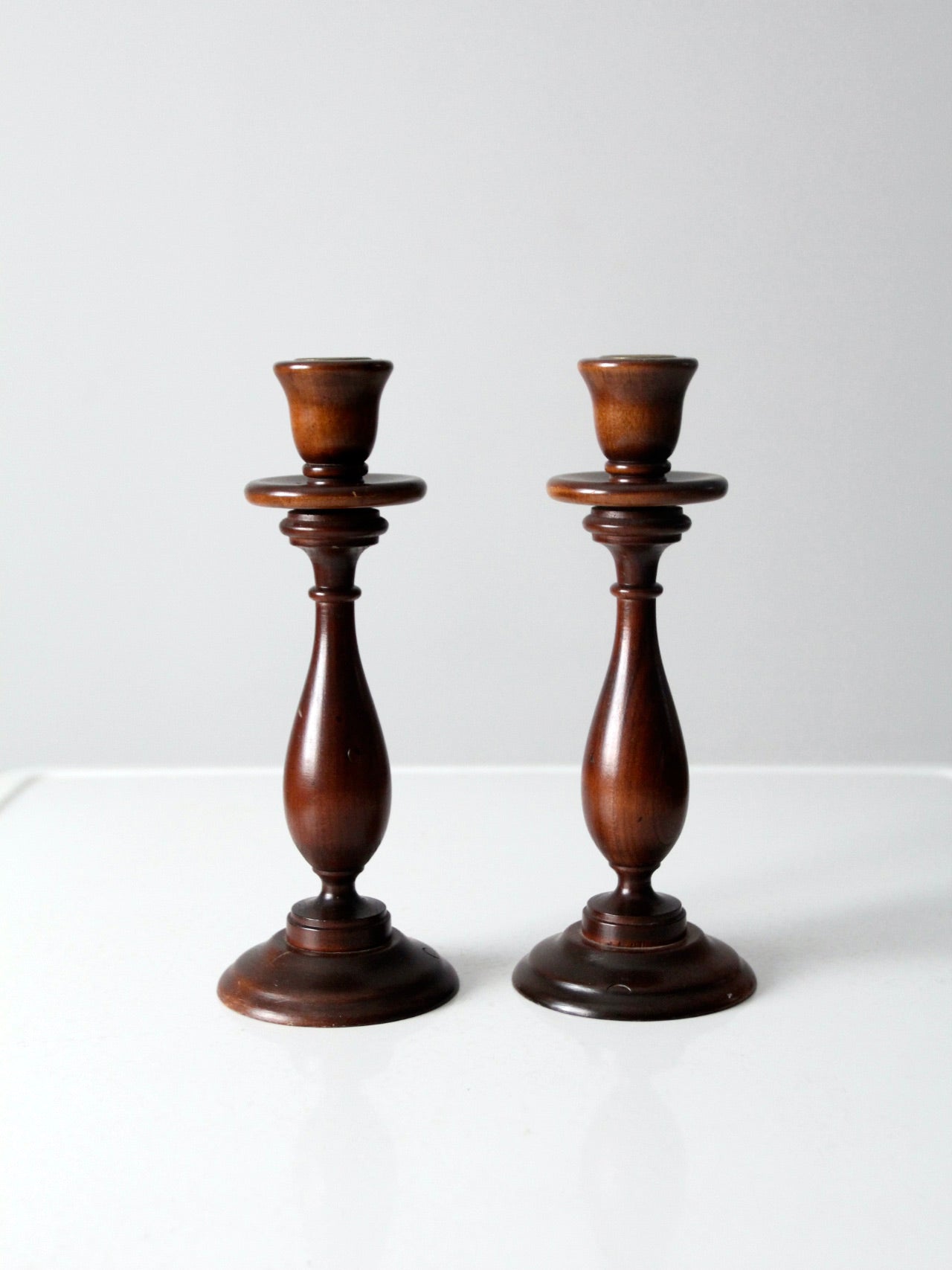 vintage wooden candlestick holders