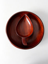 mid-century tropical wooden bowl pair