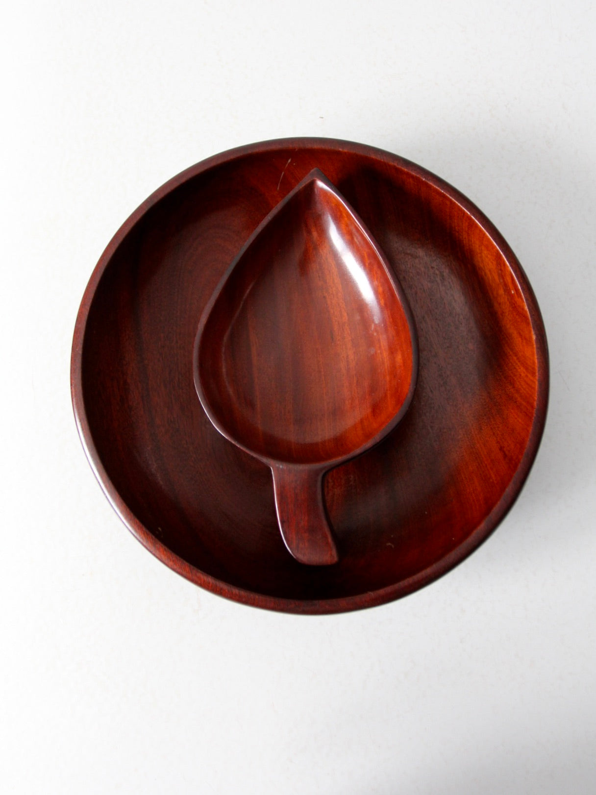 mid-century tropical wooden bowl pair