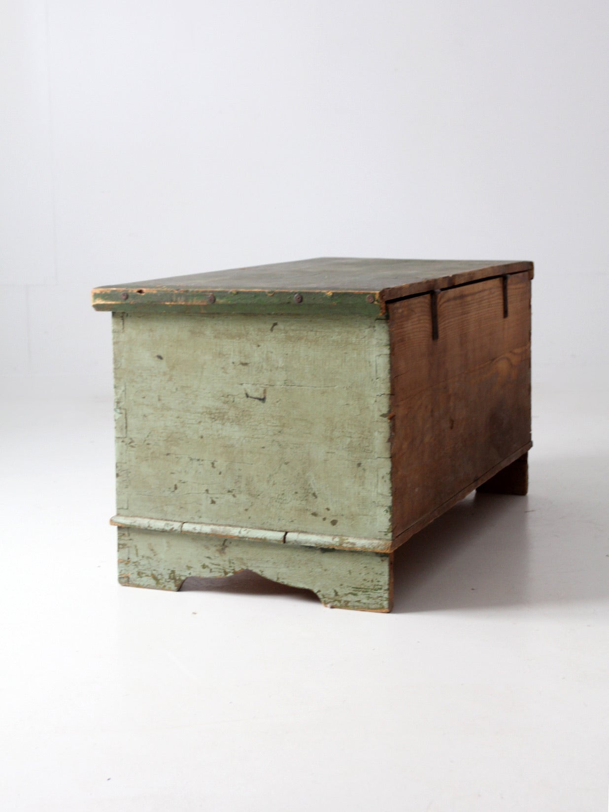 antique flat top wooden trunk