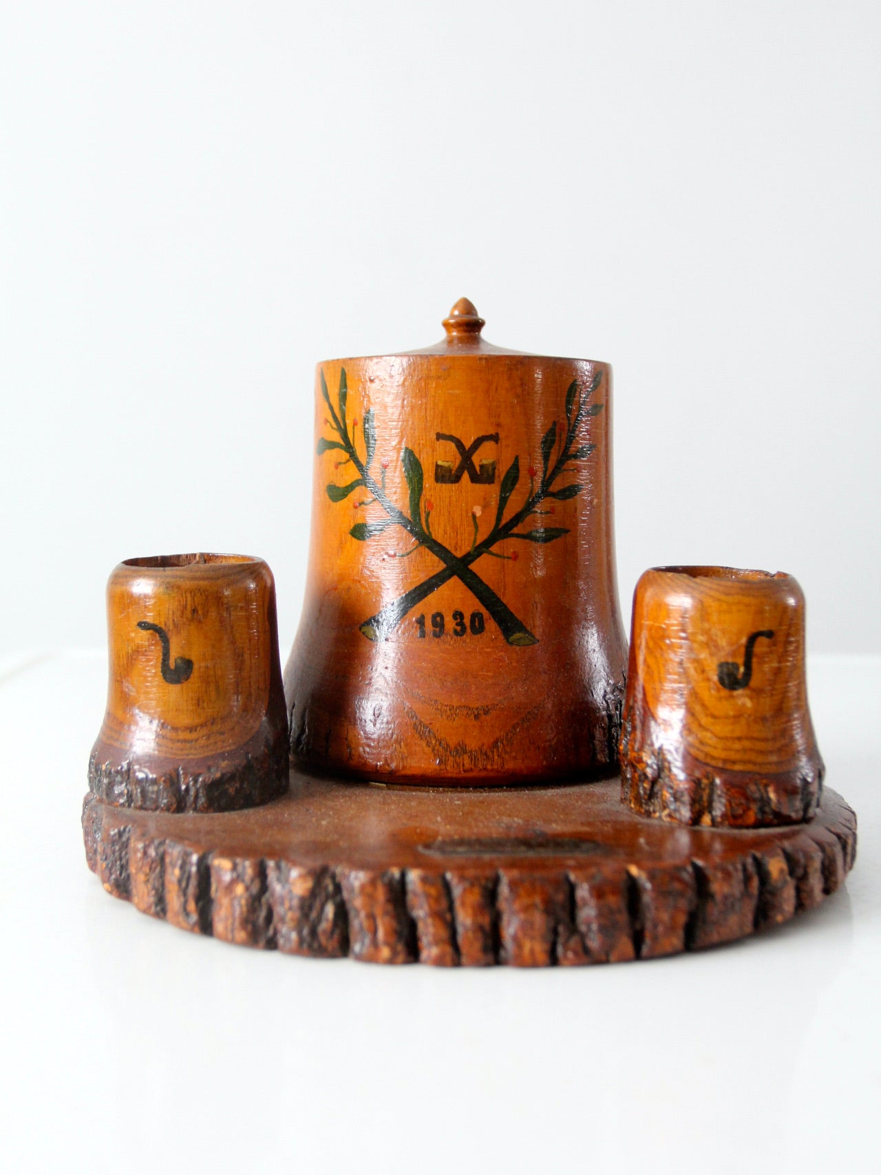 vintage 1930s pipe tobacco humidor and match holder