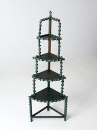 antique folk art spool corner shelf