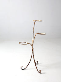 antique white iron plant stand