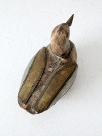 vintage folk art wood & metal duck figurine