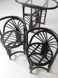 mid-century black rattan dining set
