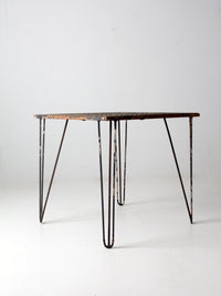 mid-century hairpin leg iron table