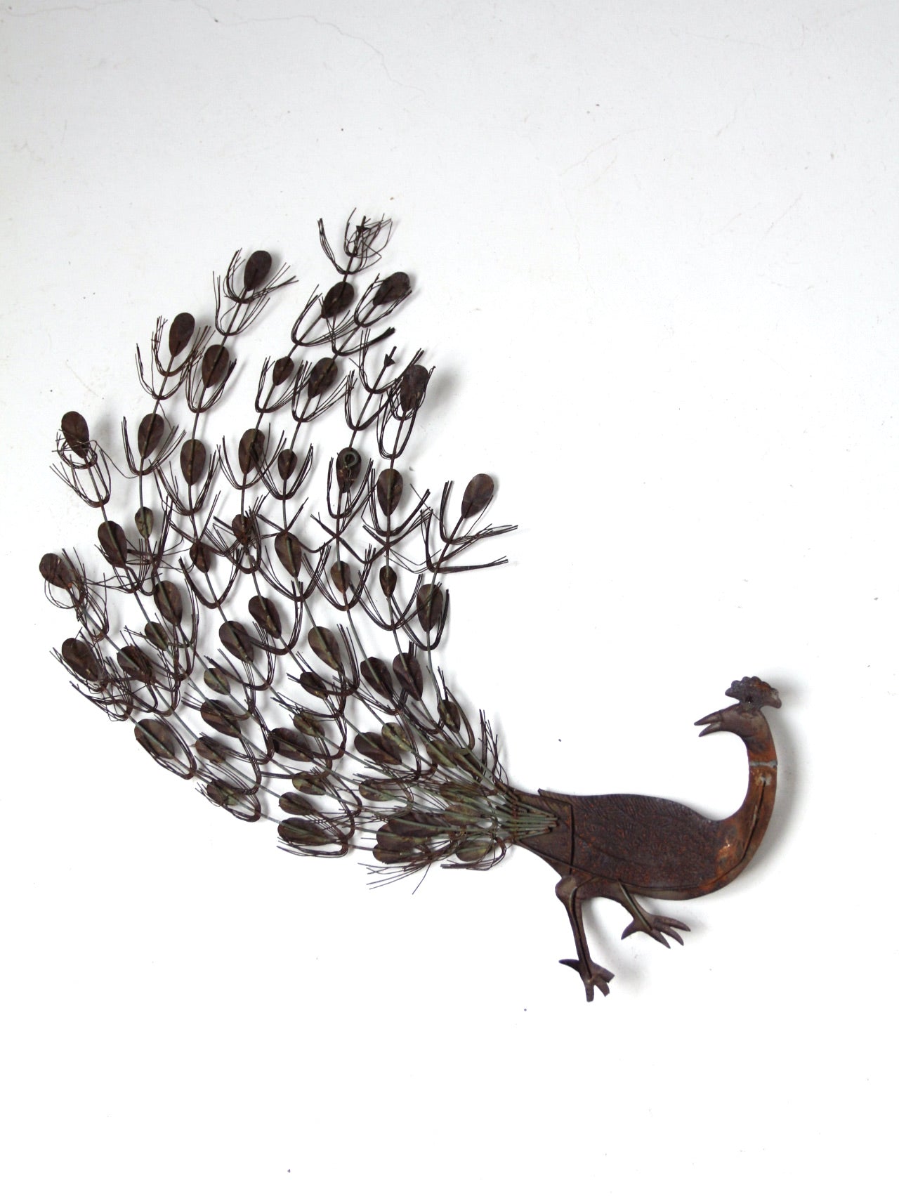 mid-century peacock wall decor