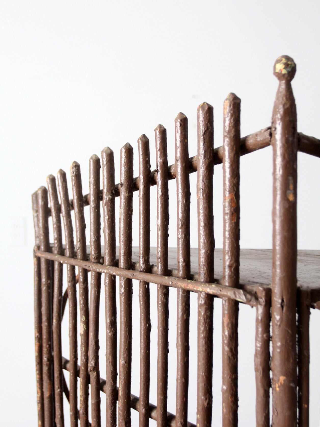 antique rustic twig corner shelf