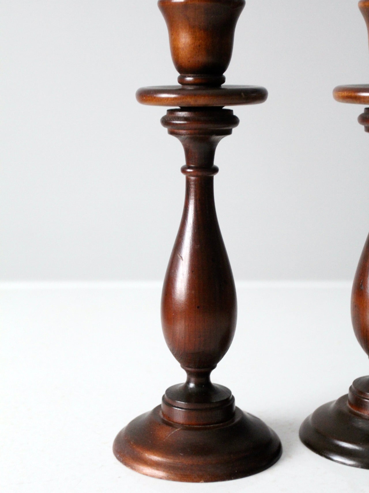 vintage wooden candlestick holders