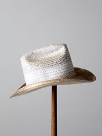 vintage white straw cowboy hat