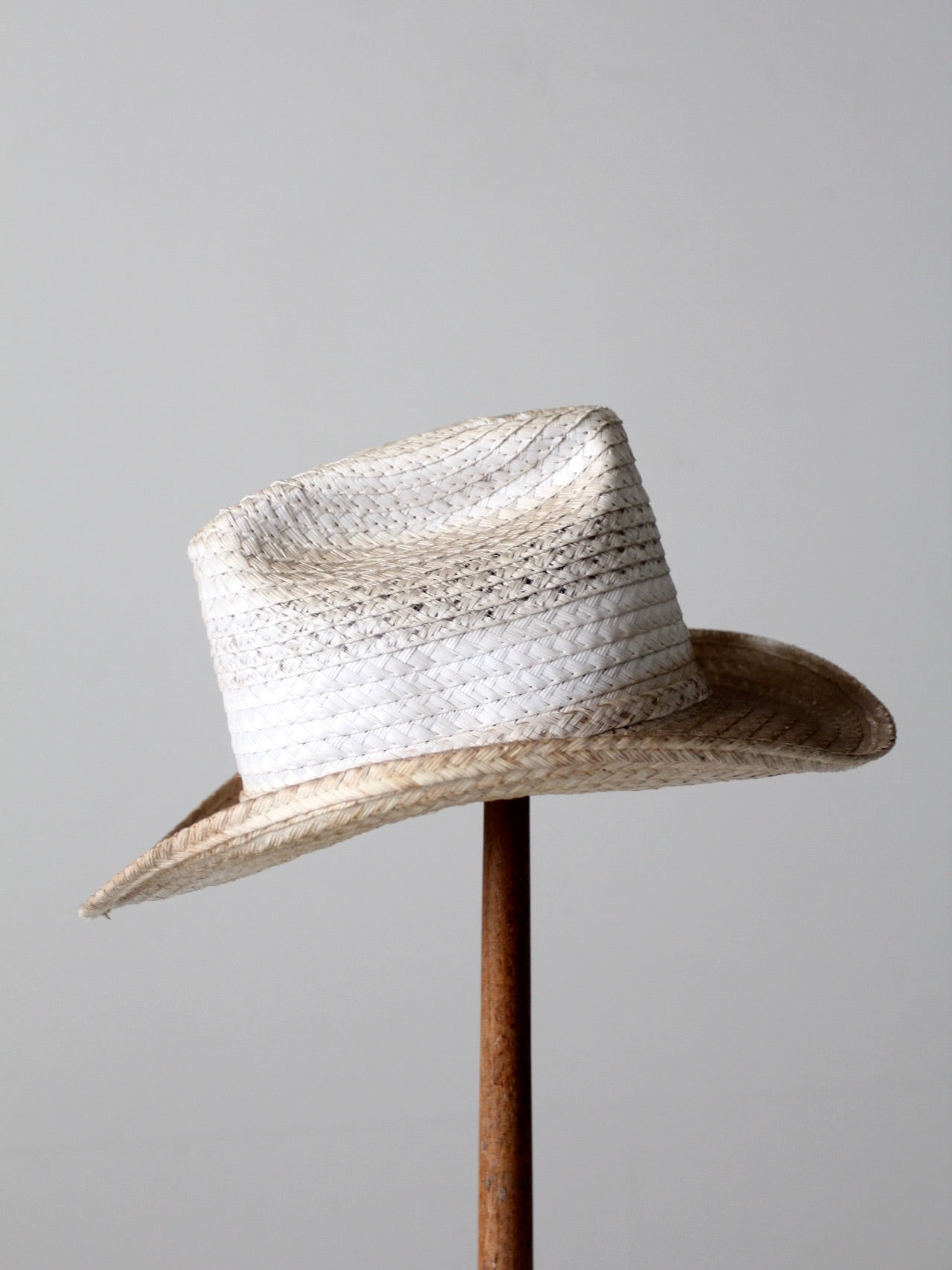 vintage white straw cowboy hat
