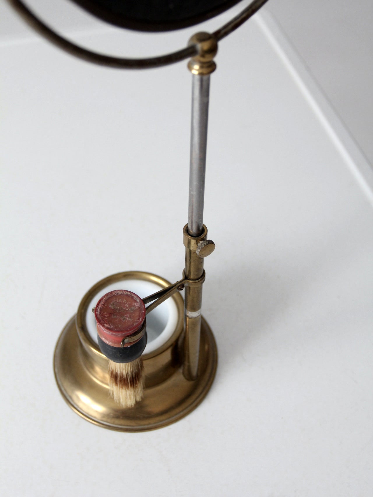 antique brass shaving mirror set