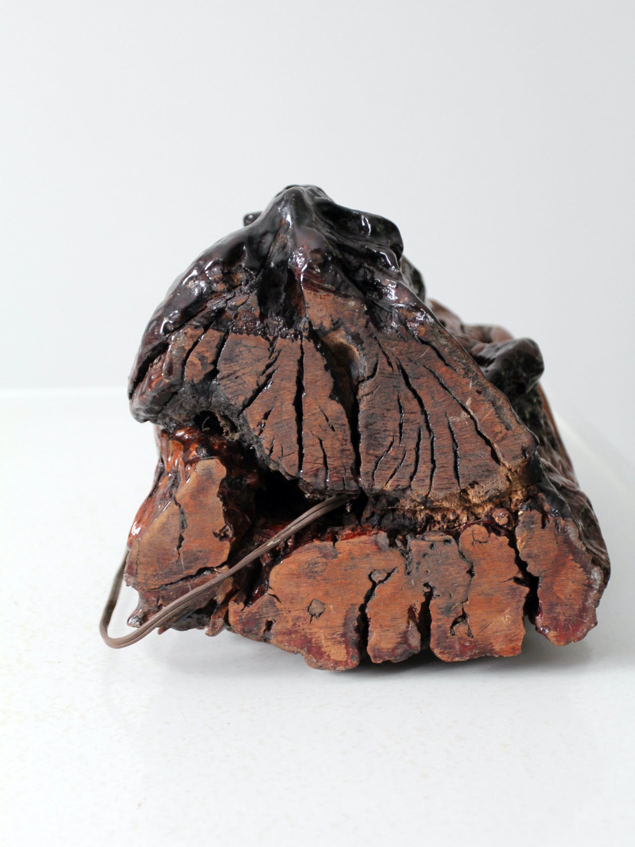 mid-century burl wood lamp