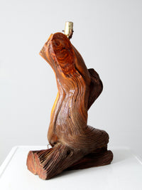 mid-century sculptural wood table lamp