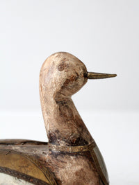 vintage folk art wood & metal duck figurine