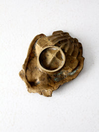 vintage cupped hands brass bowl