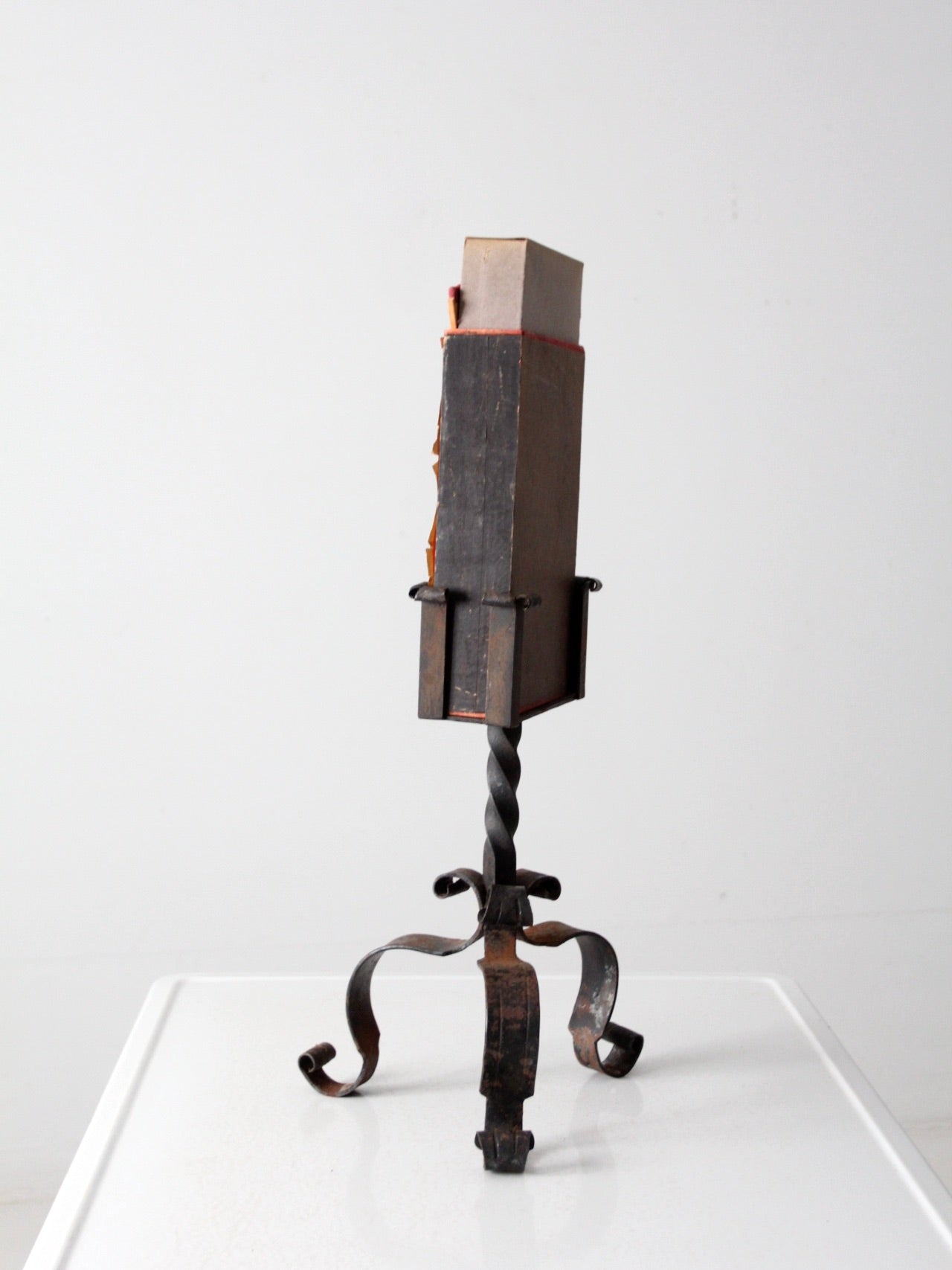 antique oversize matchbox with stand
