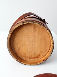 antique firkin with needlepoint lid