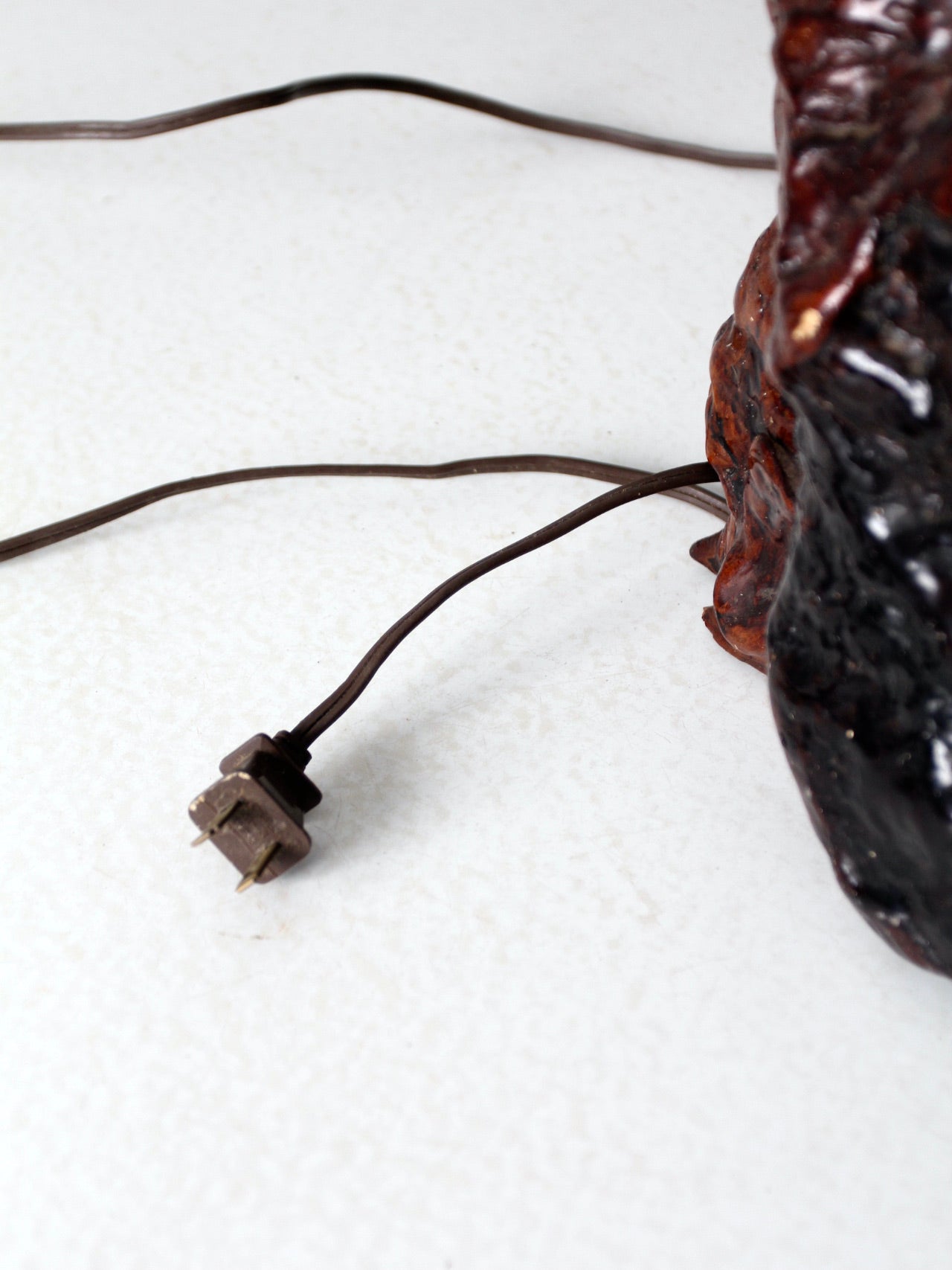 mid-century burl wood lamp