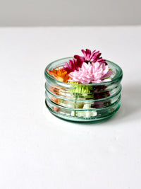 vintage blue glass ribbed bowl