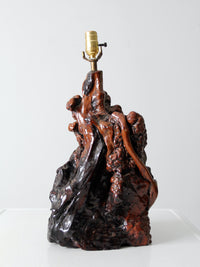 mid-century burl wood lamp