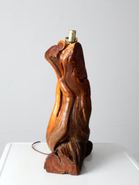 mid-century sculptural wood table lamp