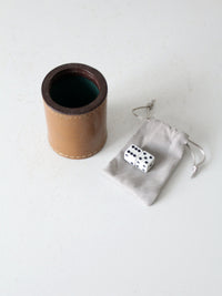 vintage leather dice cup set
