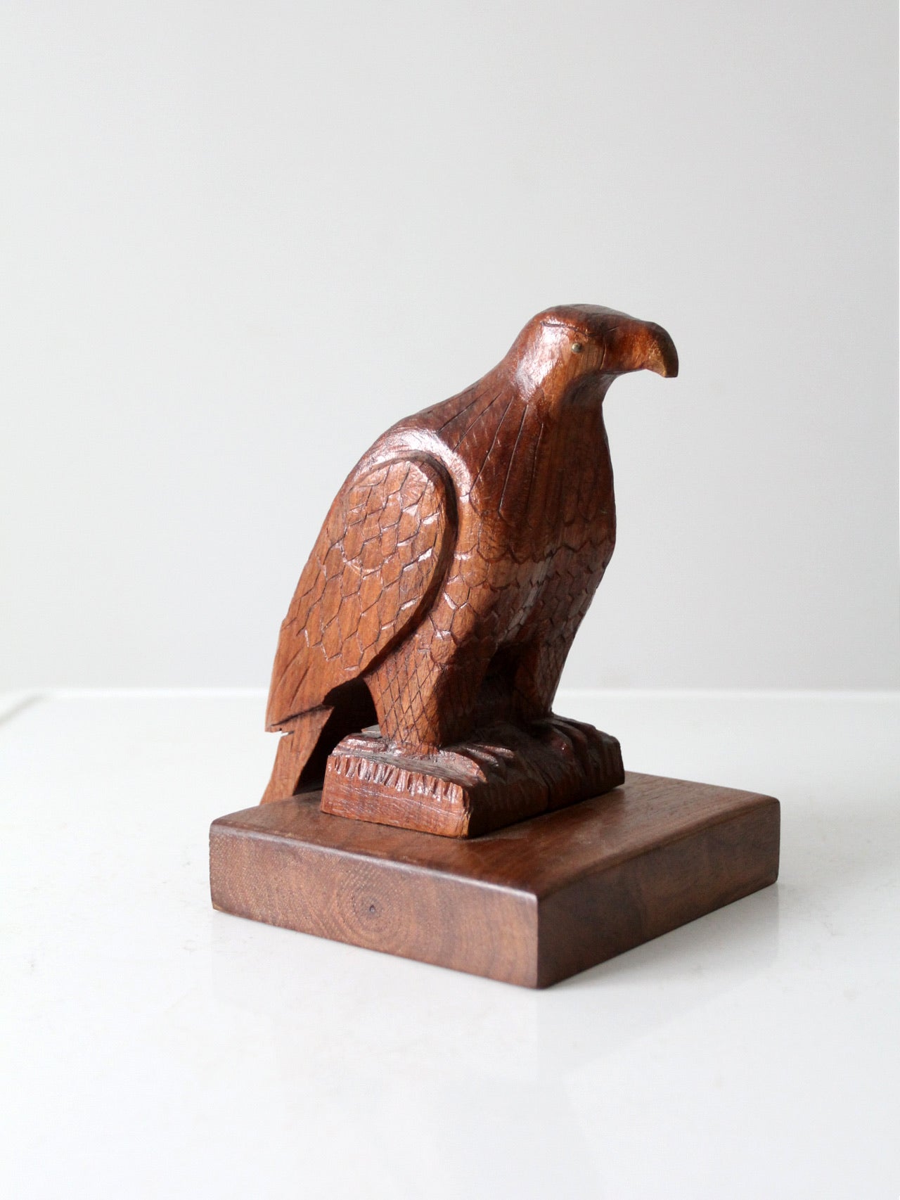 vintage hand carved wood eagle statue