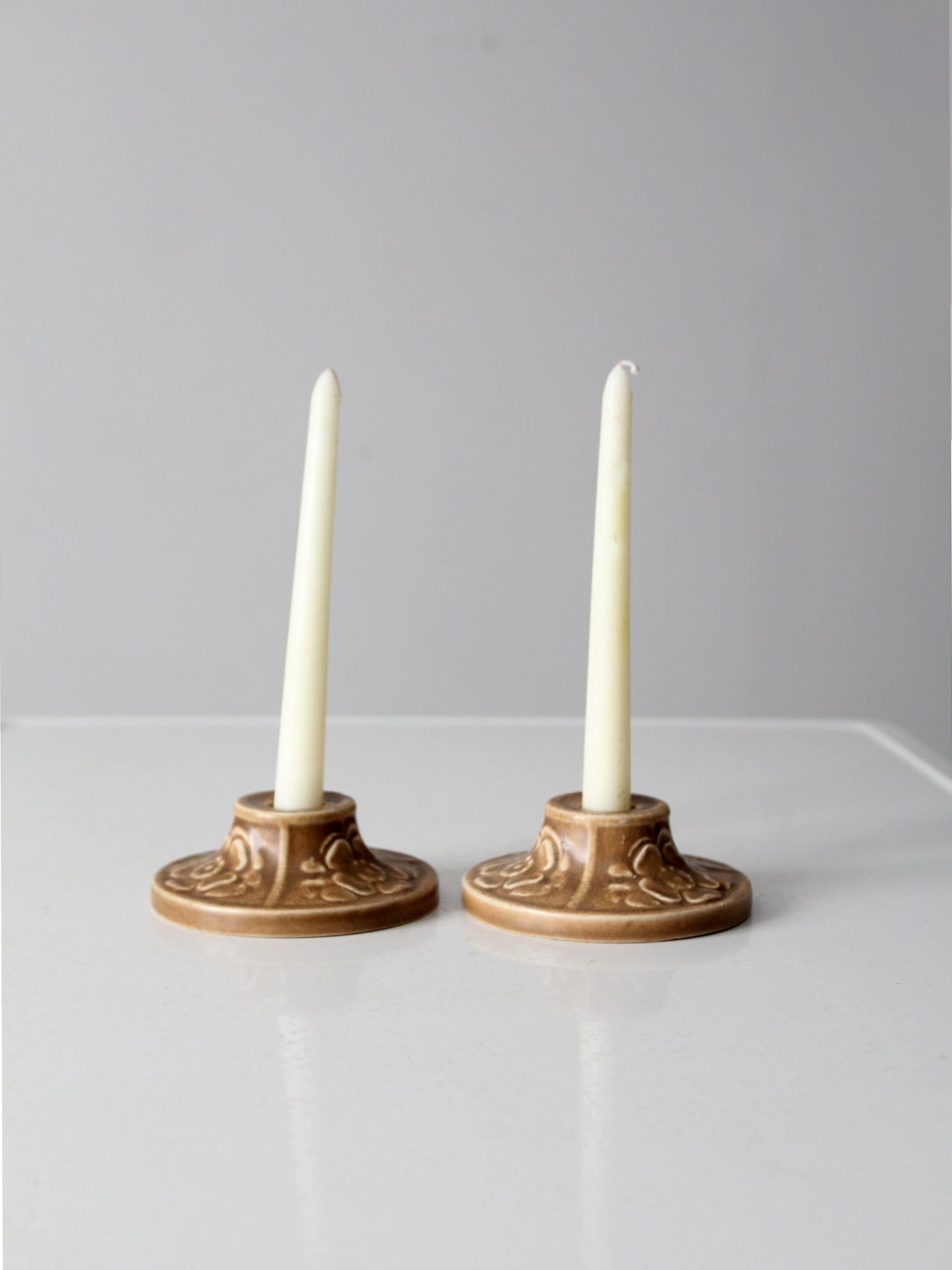 antique Rookwood Pottery candlestick holders pair