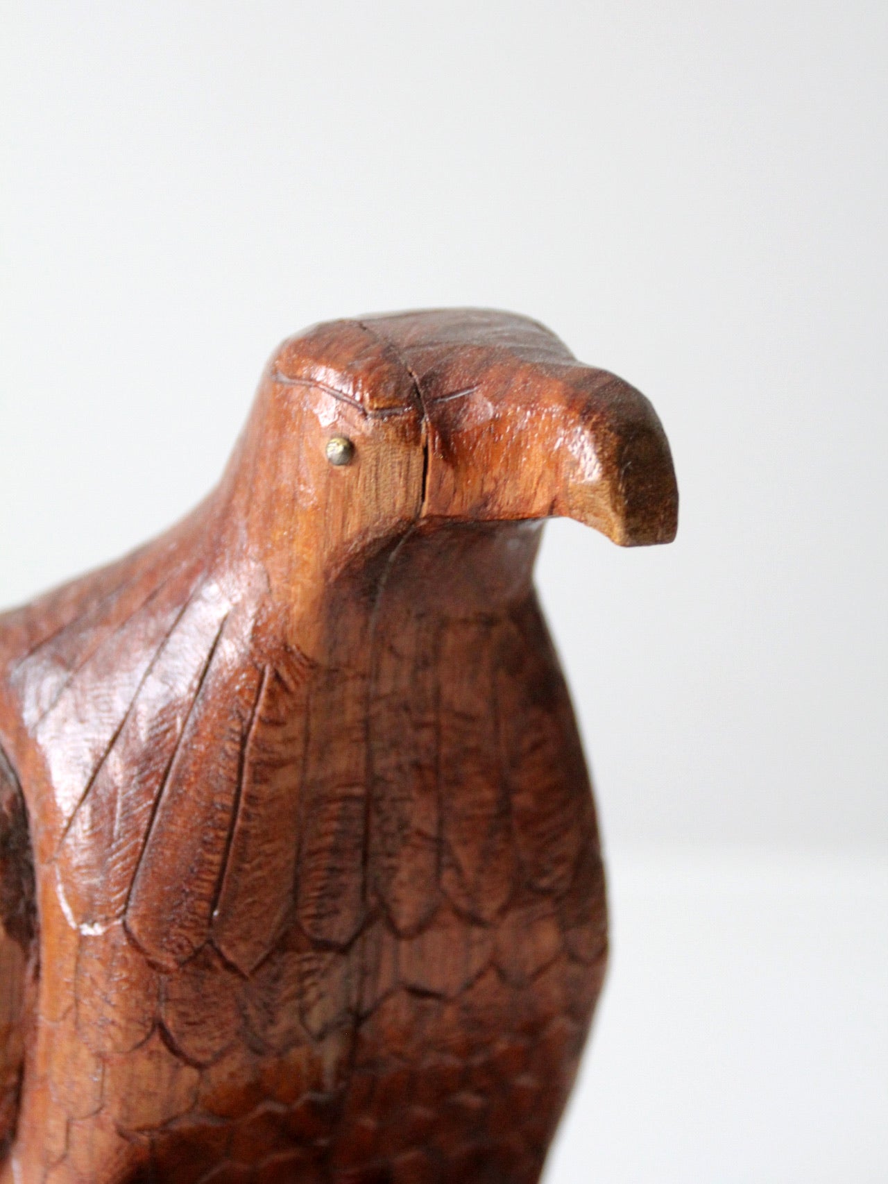 vintage hand carved wood eagle statue
