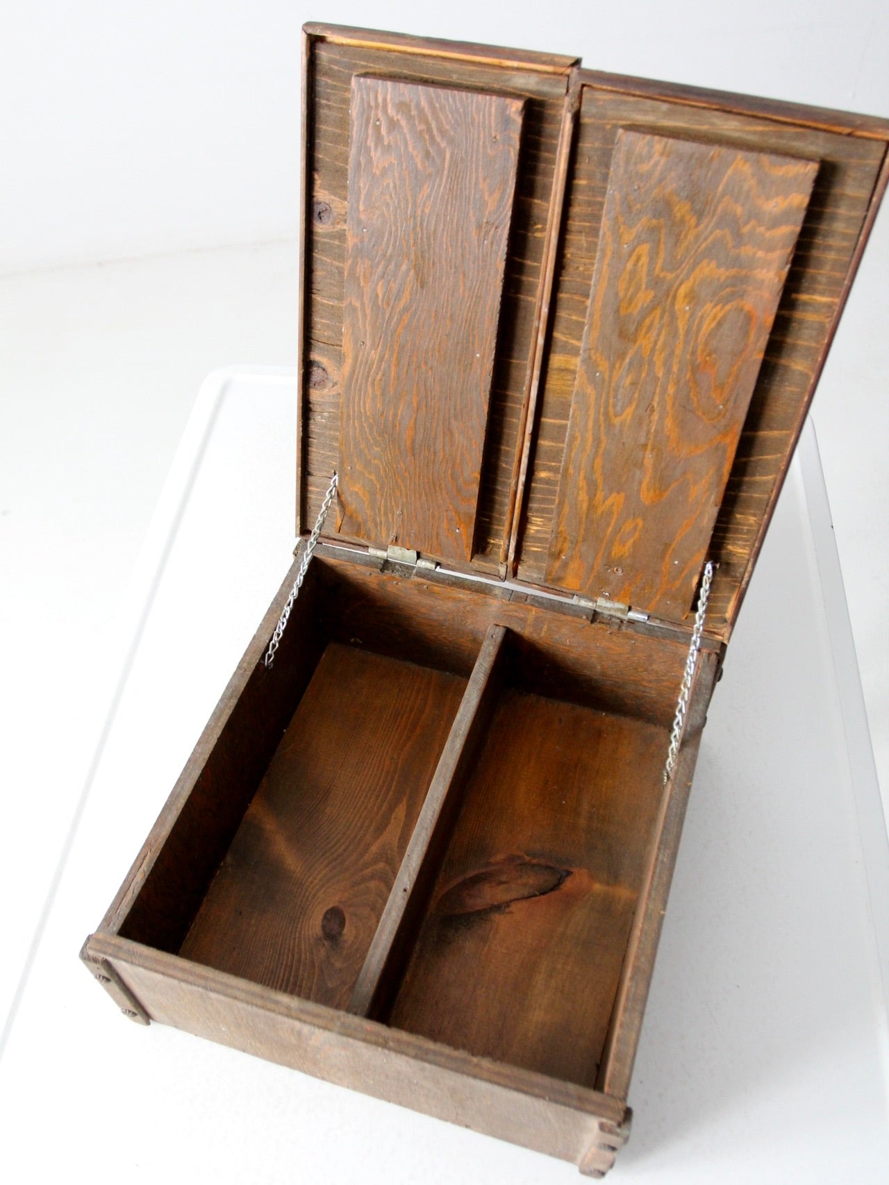 vintage wooden double lid box