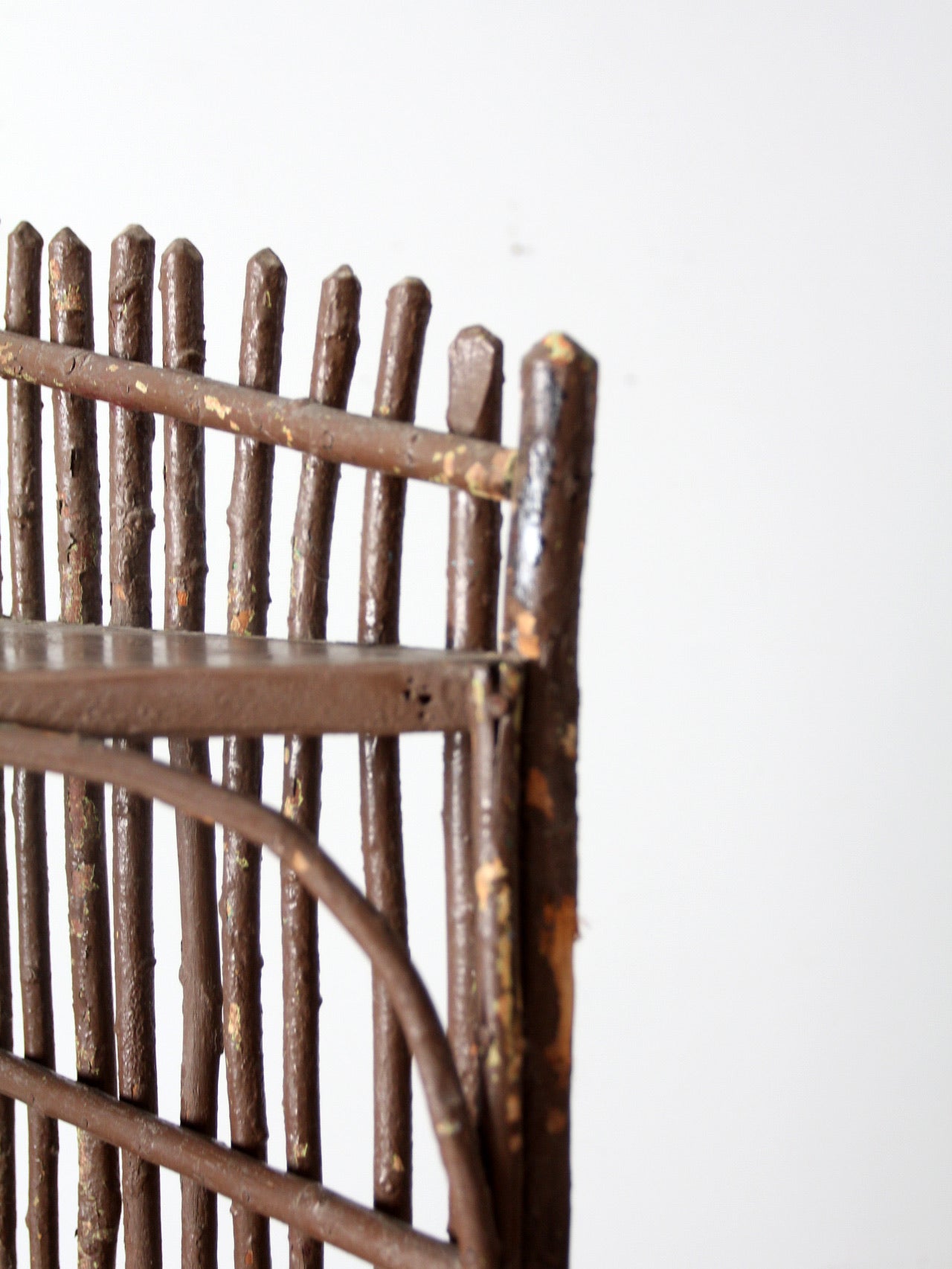 antique rustic twig corner shelf