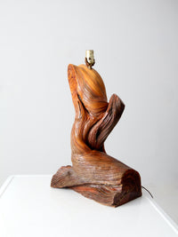 mid-century sculptural wood table lamp